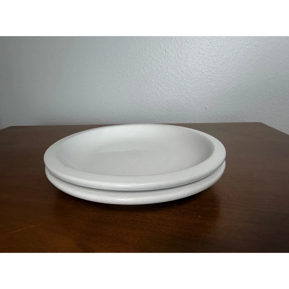 Pottery Barn Du Jour Plates White Suppertime Set of 2 Ceramic Minimalist - Picture 3 of 6